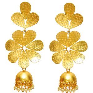 The Gold Floral Danglers